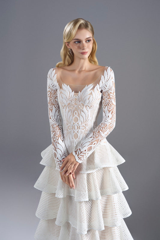 Lisa White Lace Midi Dress