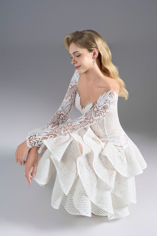 Lisa White Lace Midi Dress