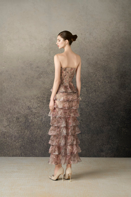 Rose Parten Ruffler Midi Dress