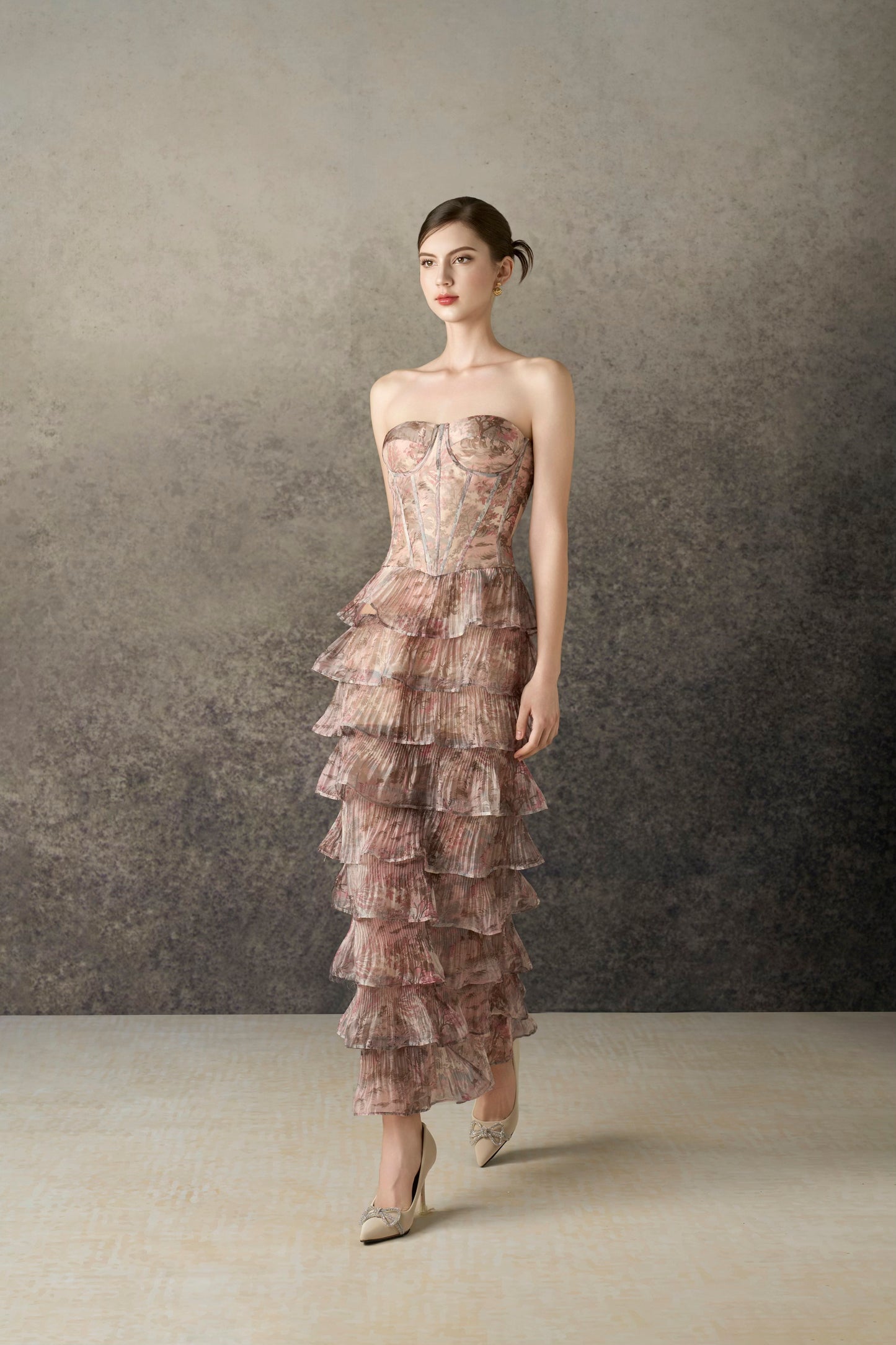 Rose Parten Ruffler Midi Dress