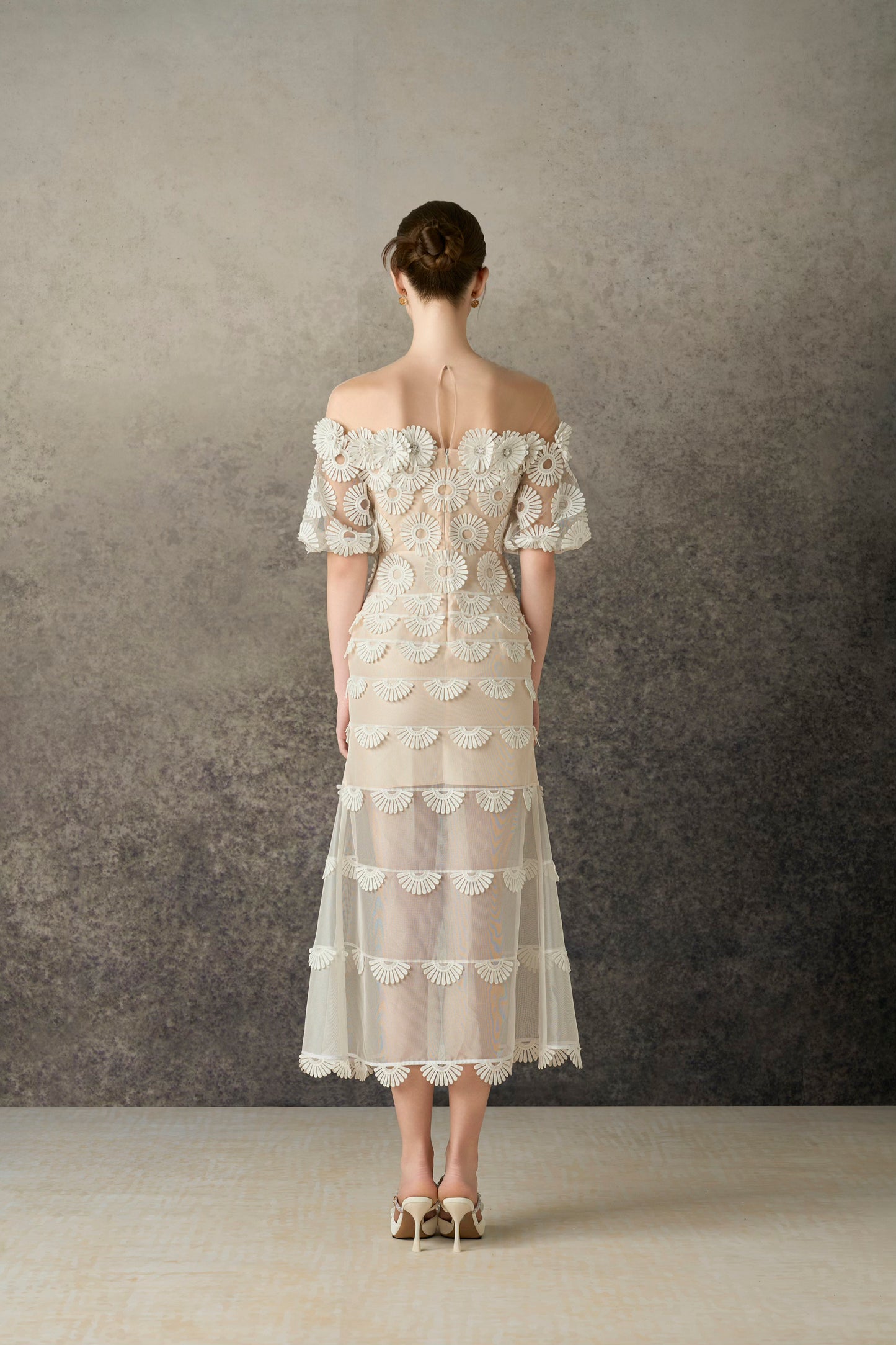 White Daisy Long Fishtail Dress