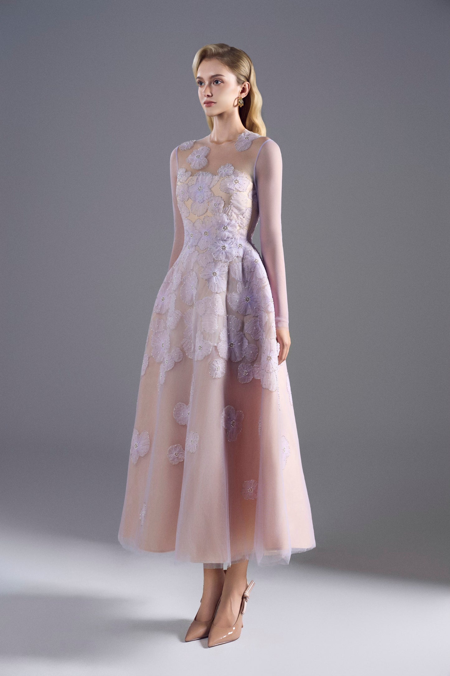 Light Purple Tuller Midi Dress