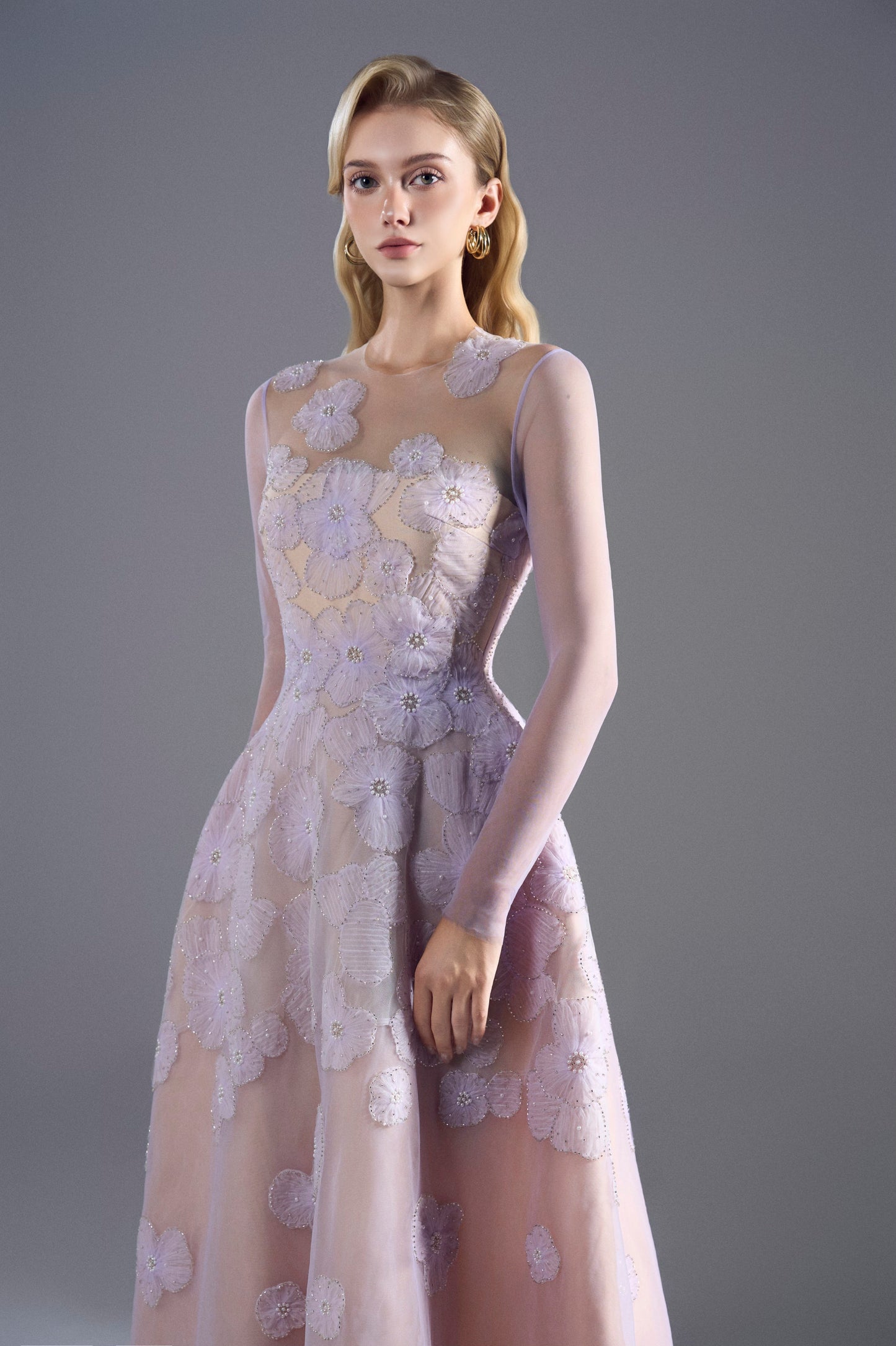 Light Purple Tuller Midi Dress