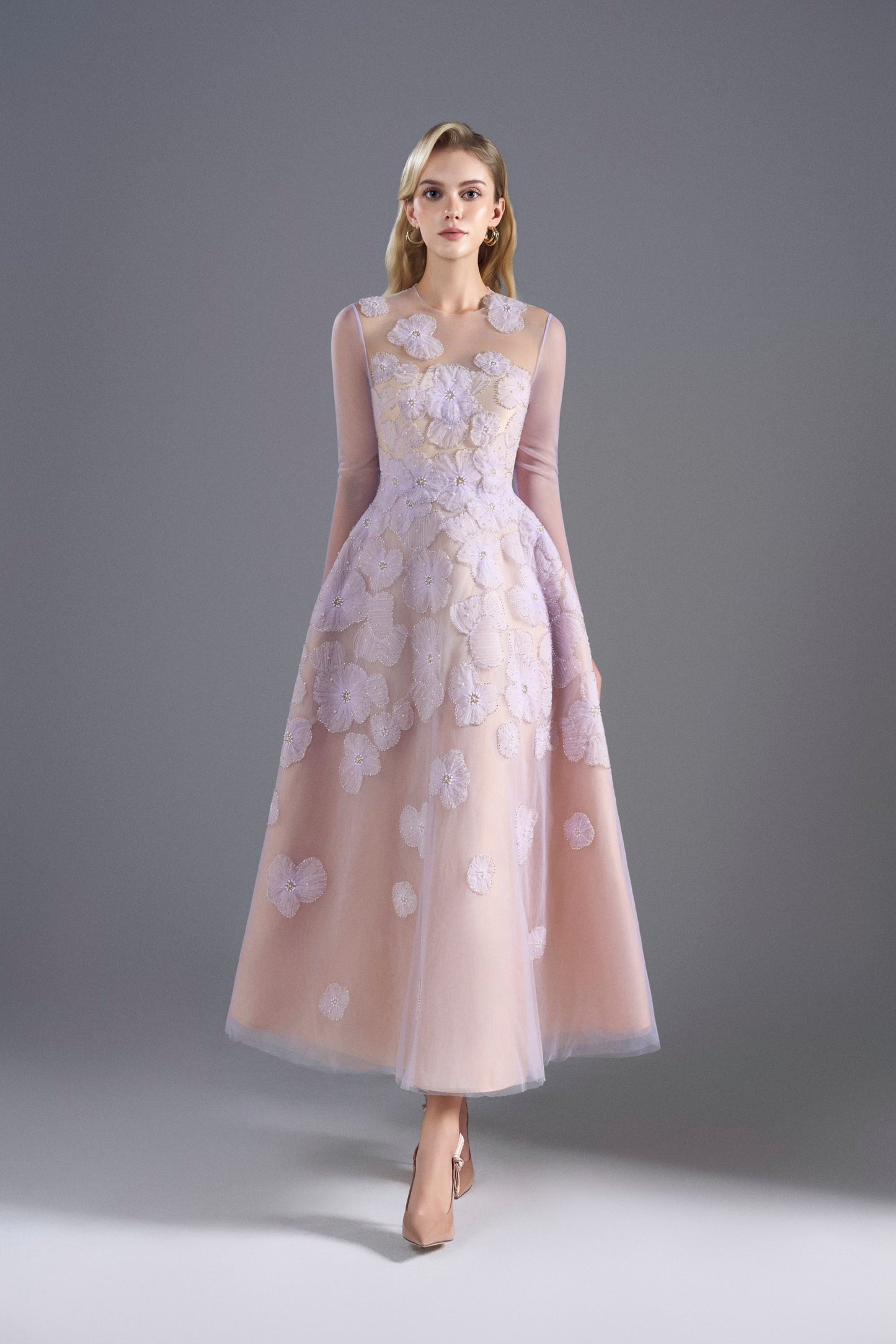 Light Purple Tuller Midi Dress