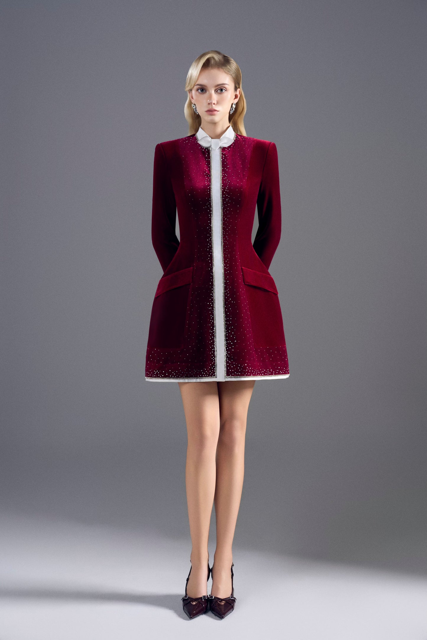 Velvet Red Bow Mini Dress