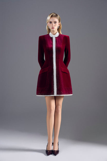 Velvet Red Bow Mini Dress