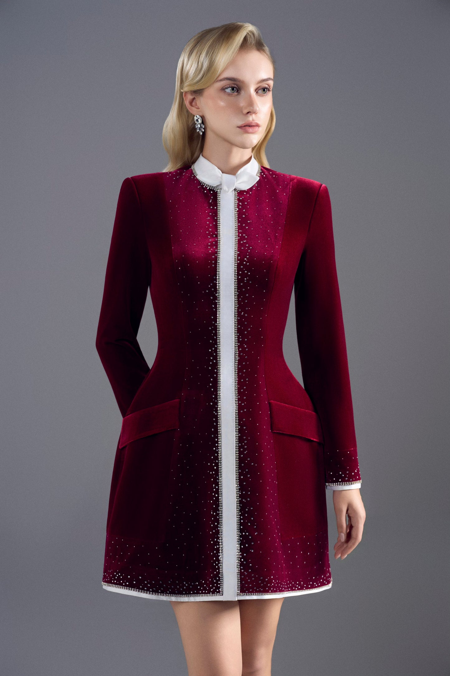 Velvet Red Bow Mini Dress