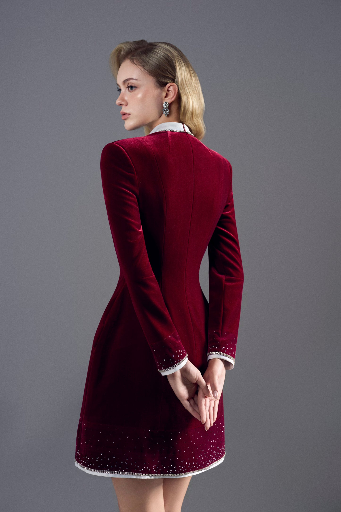 Velvet Red Bow Mini Dress