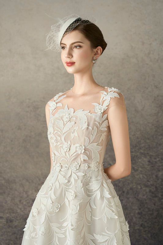 Carolina Floral White Lace Midi Dress
