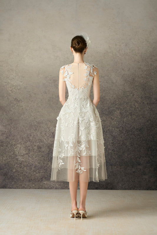 Carolina Floral White Lace Midi Dress