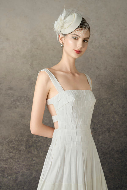 Embroidery White Midi Dress