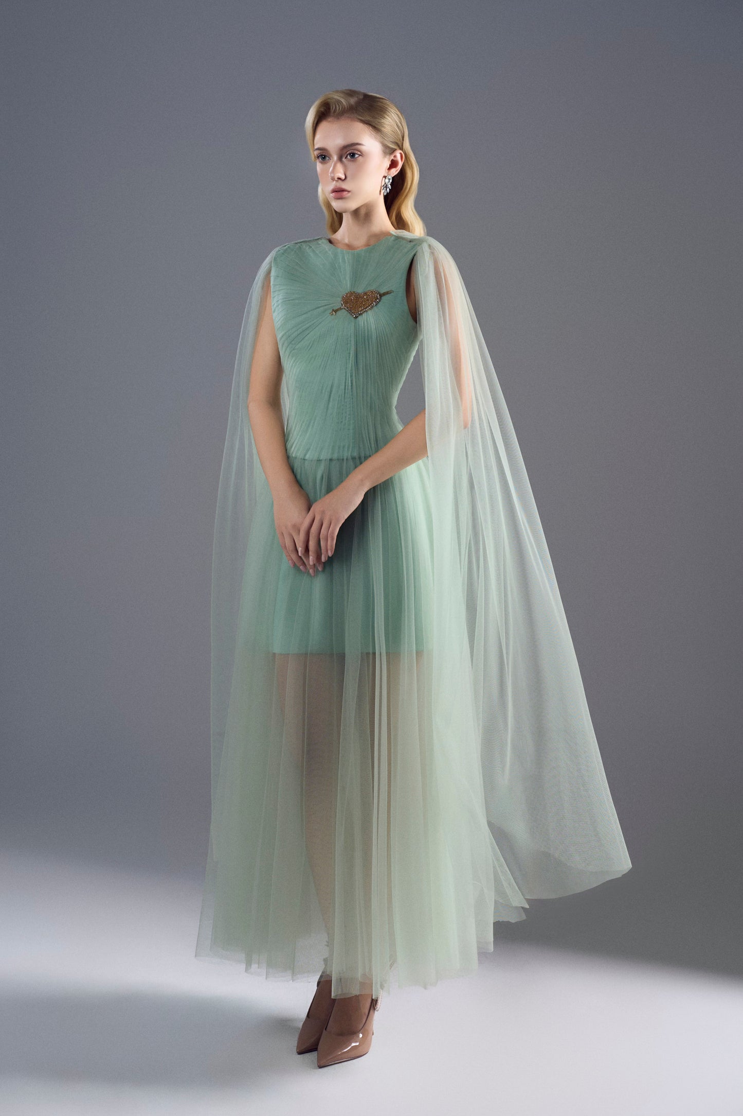 Mint Tuller Heart Midi Dress