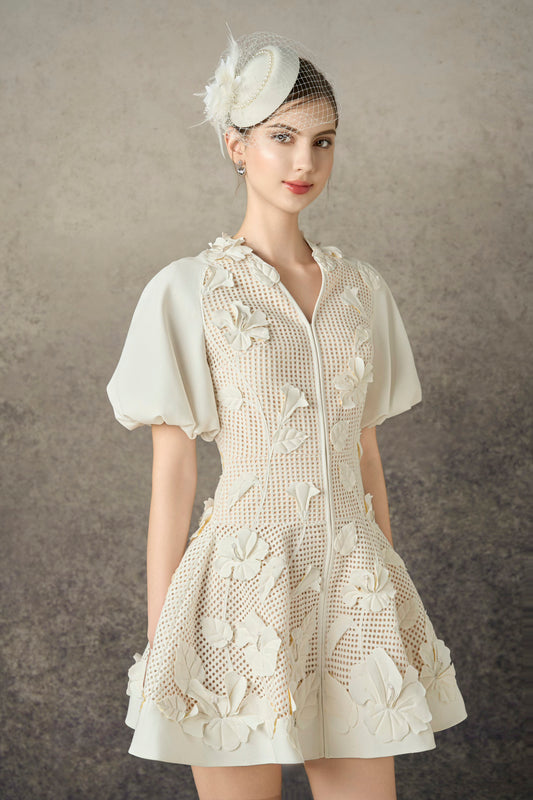 White Hibiscus Mini Dress
