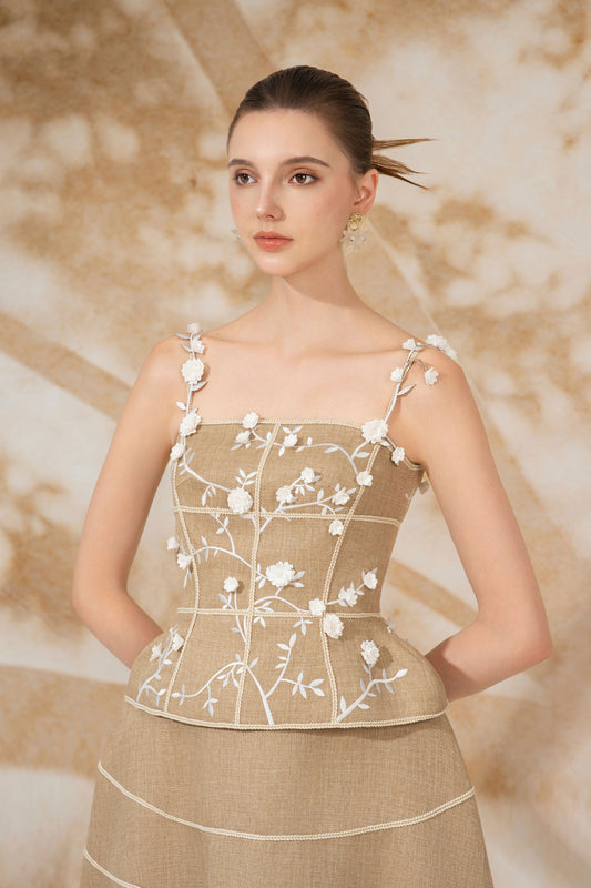 Embroidery Floral Tweed Set
