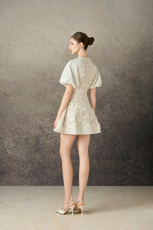 White Hibiscus Mini Dress