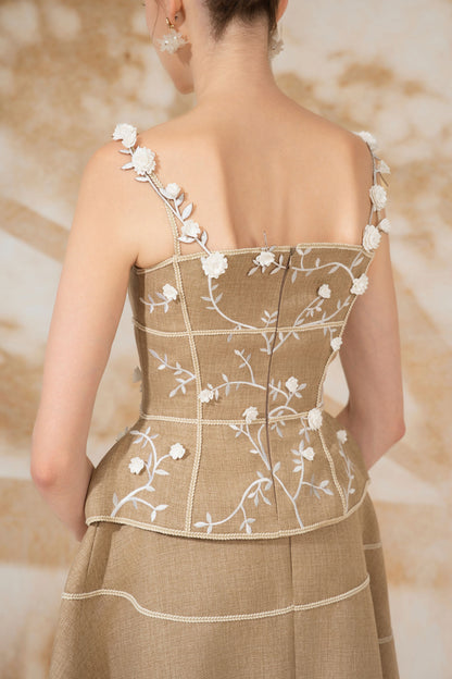 Embroidery Floral Tweed Set