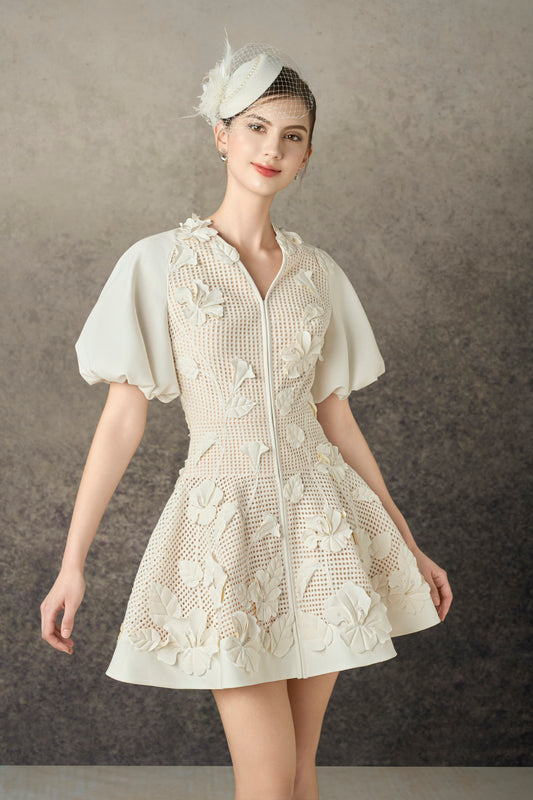 White Hibiscus Mini Dress