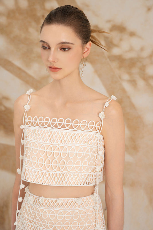 Floral 3D White Lace Set