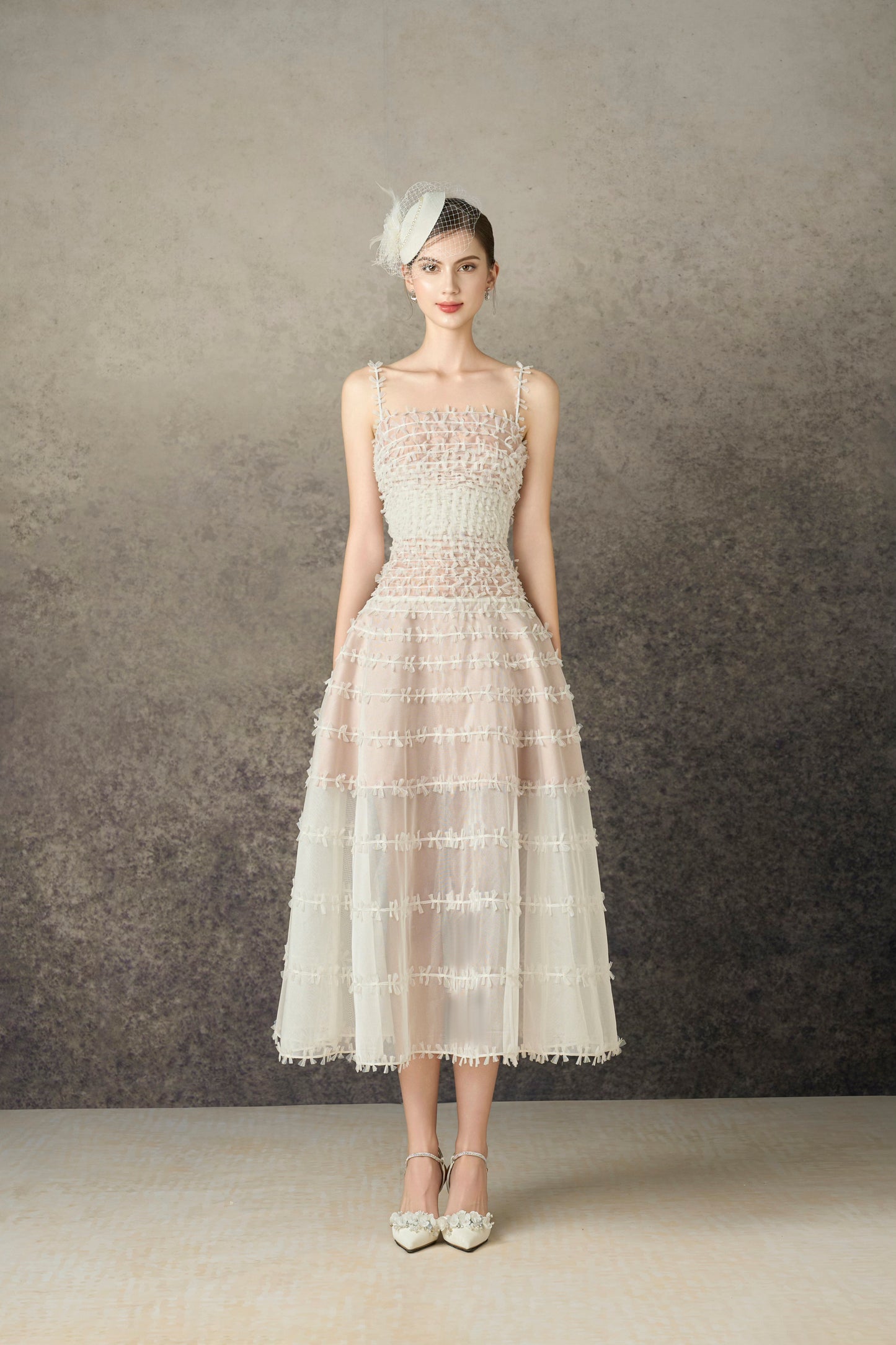 White Bow Midi Dress
