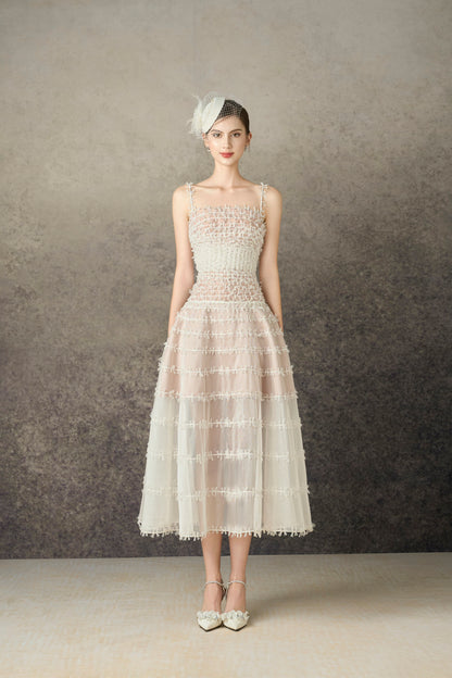 White Bow Midi Dress