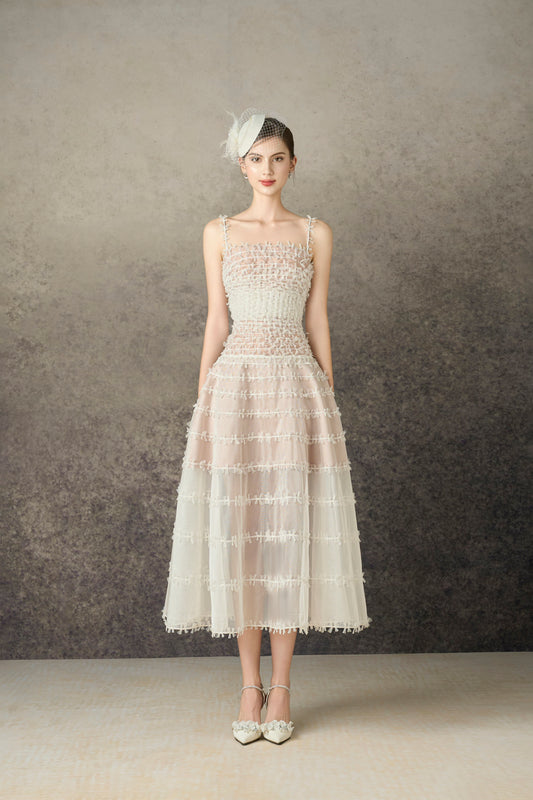 White Bow Midi Dress