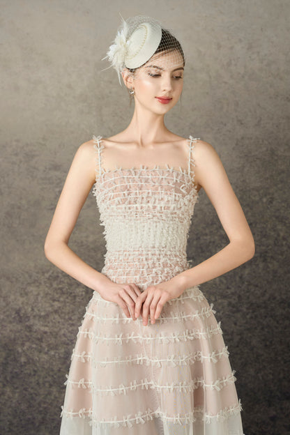 White Bow Midi Dress