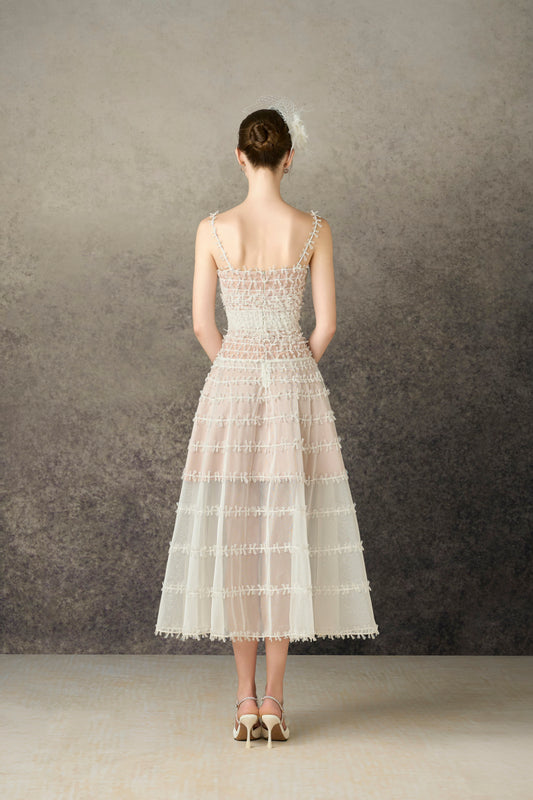 White Bow Midi Dress