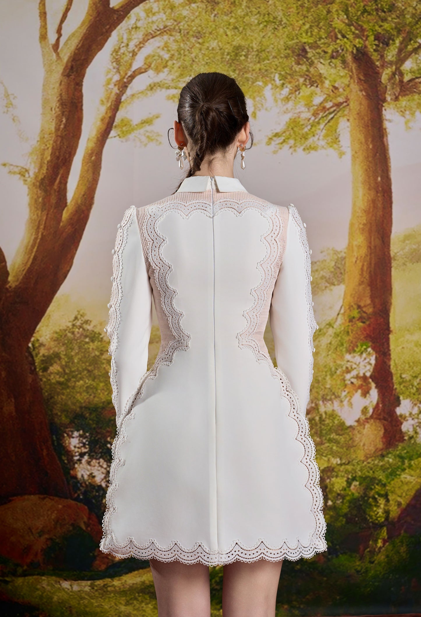 White Embroidery Floral Mini Dress