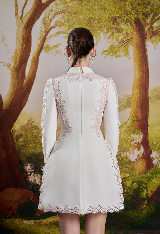 White Embroidery Floral Mini Dress
