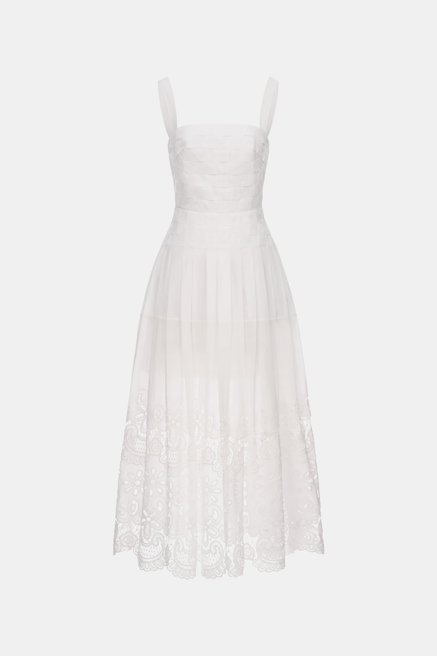 Embroidery White Midi Dress