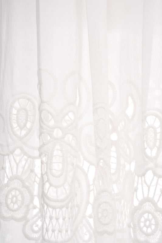 Embroidery White Midi Dress