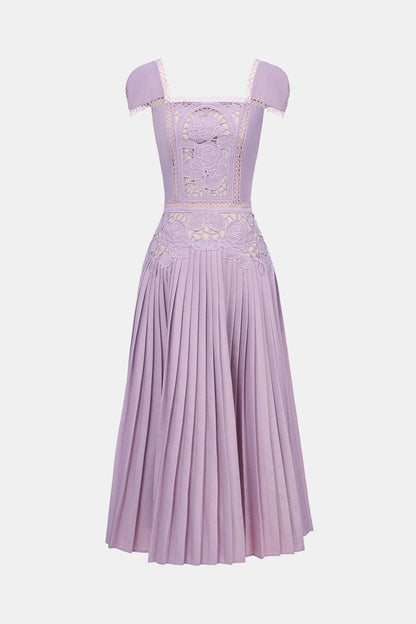 Rose Embroidery Midi Dress
