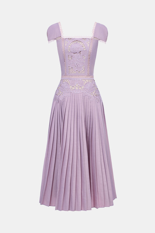 Rose Embroidery Midi Dress