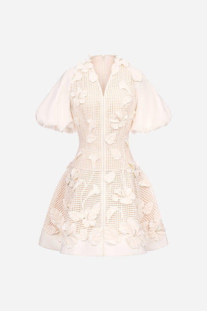 White Hibiscus Mini Dress