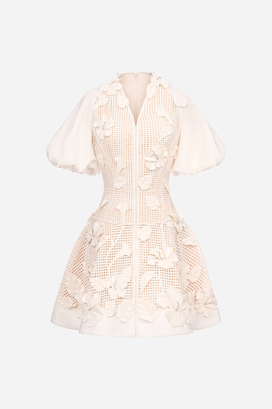 White Hibiscus Mini Dress
