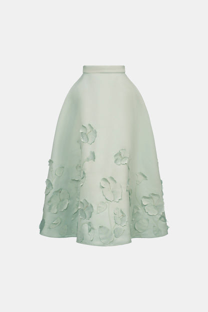 Satin Hibiscus Long Skirt