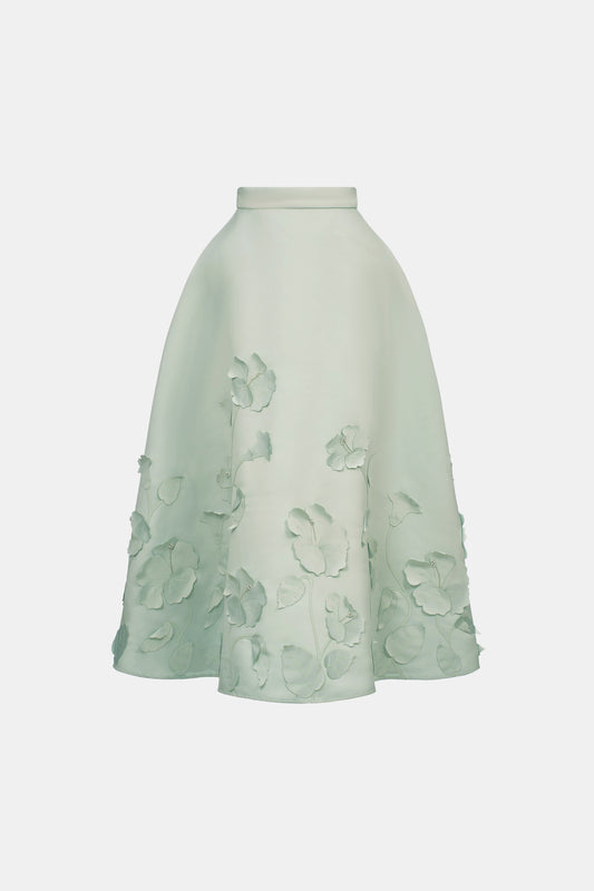 Satin Hibiscus Long Skirt