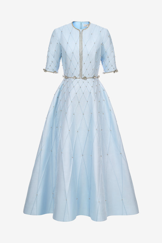 Taffta Blue Midi Dress