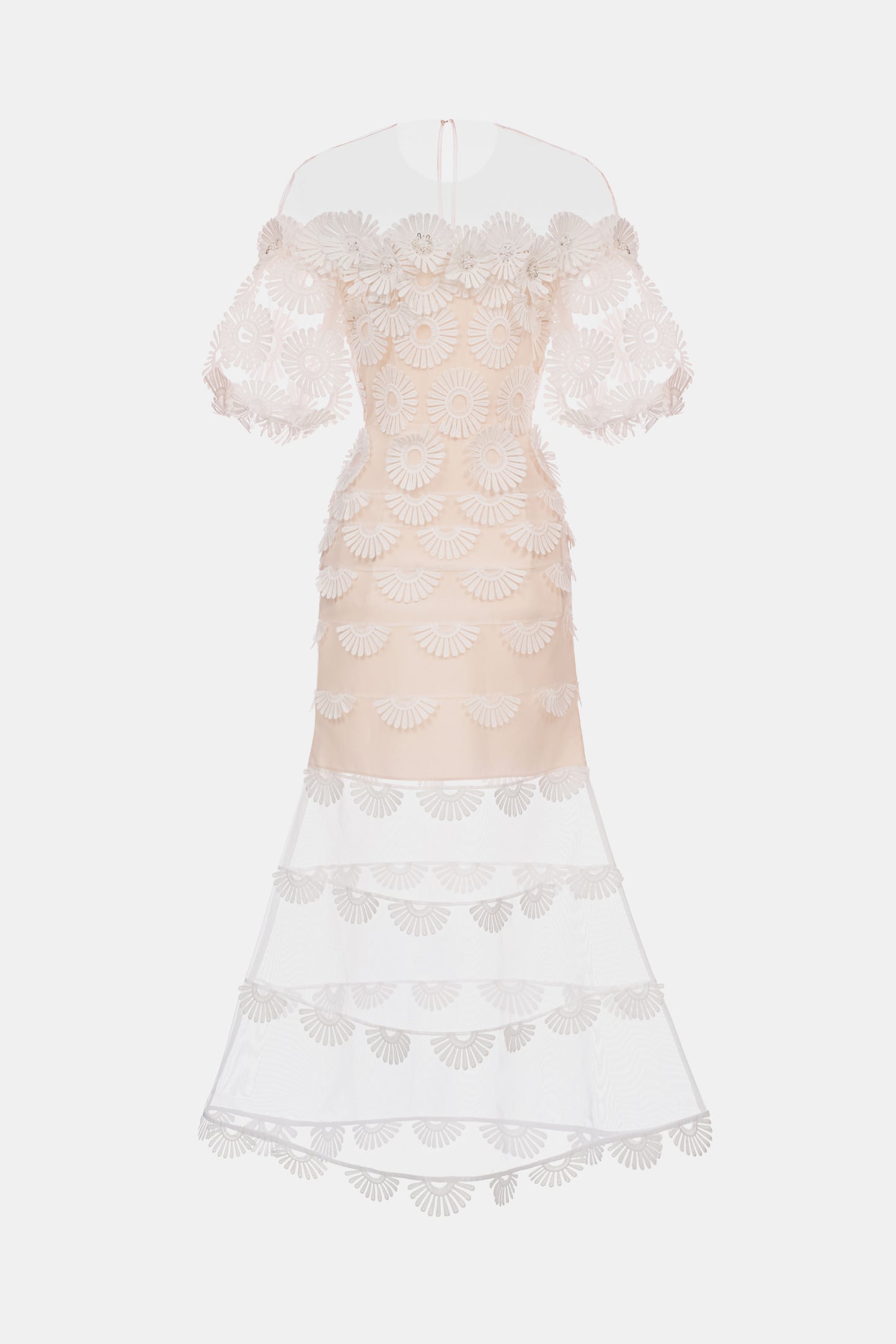 White Daisy Long Fishtail Dress