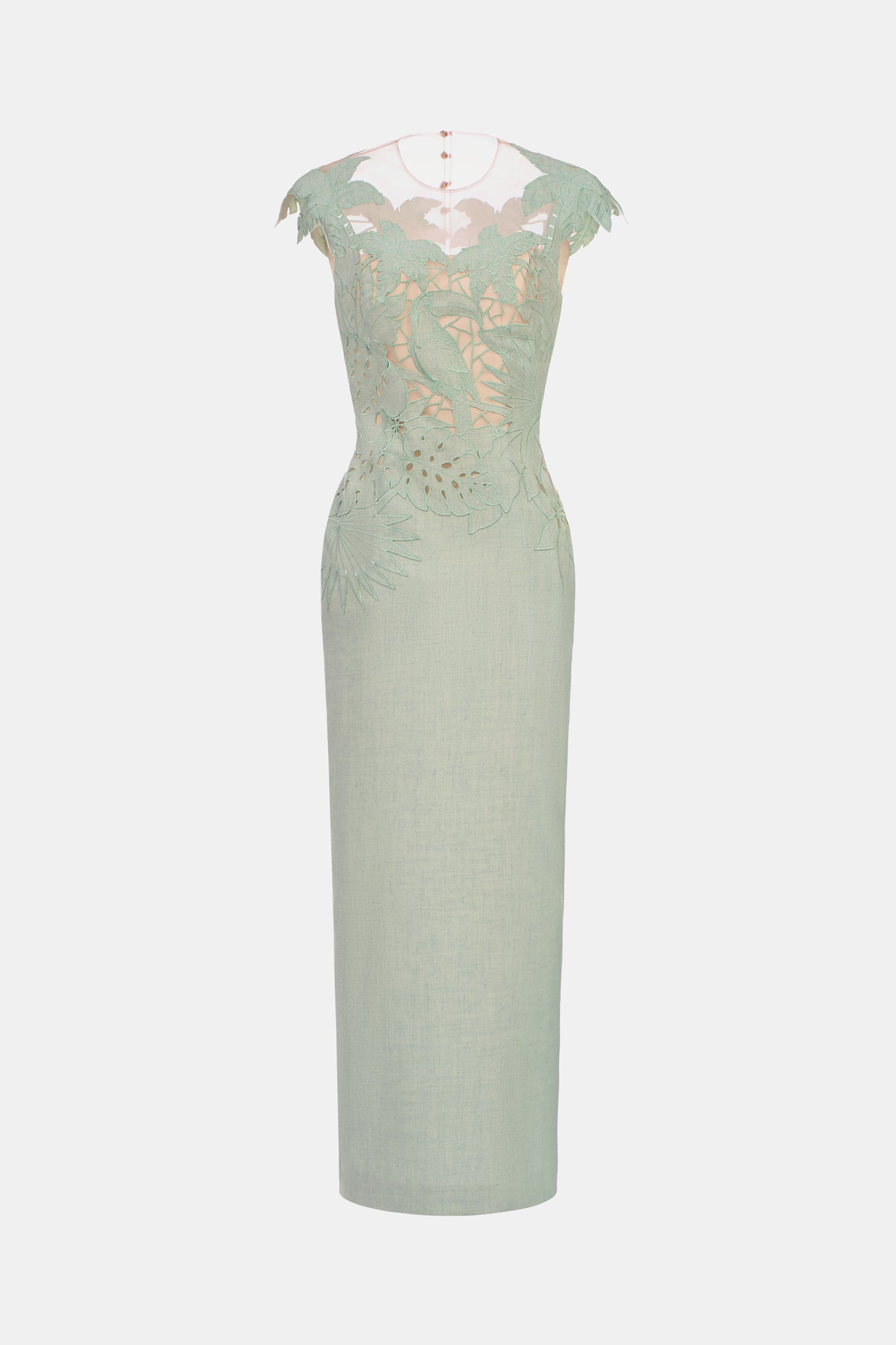 Mint Embroidery Chopical I-line Dress