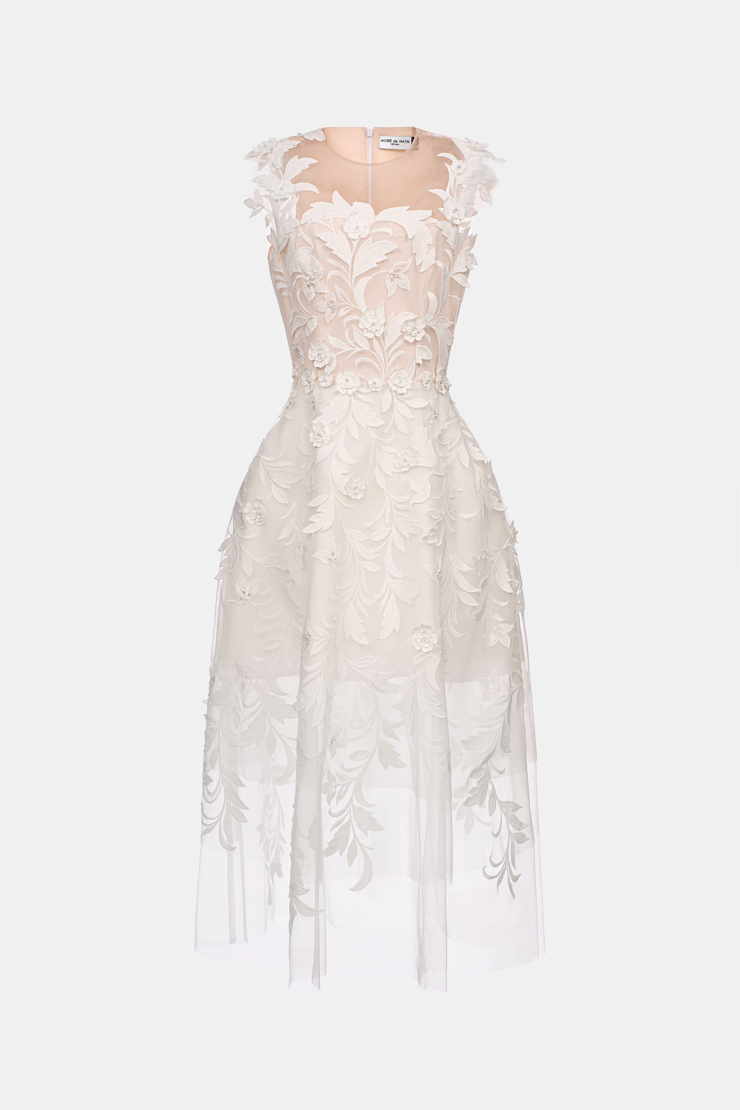 Carolina Floral White Lace Midi Dress