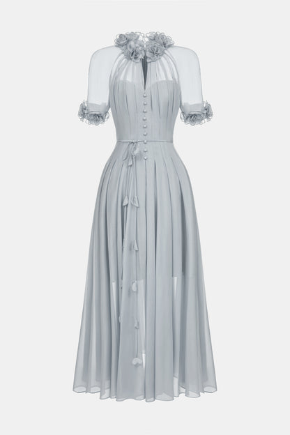 ShortSlevee Drapping Midi Dress