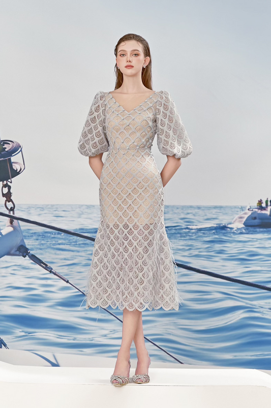 Mermaid Gray Lace Dress
