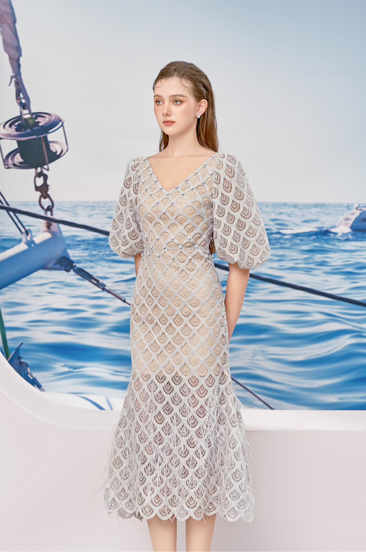 Mermaid Gray Lace Dress