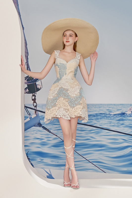 Leaf Mini Lace Dress