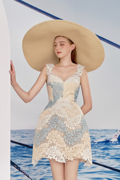 Leaf Mini Lace Dress