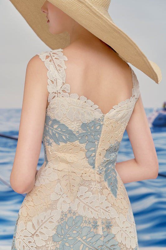Leaf Mini Lace Dress