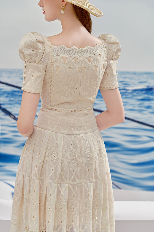 Baroque Ivory Midi Dress