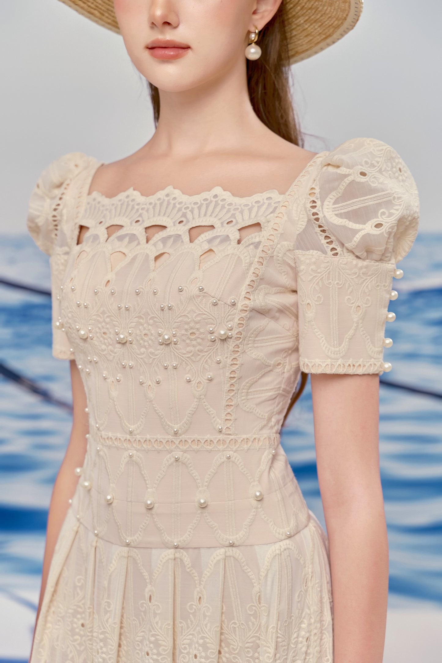 Baroque Ivory Midi Dress