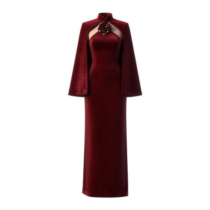 I-Line Red Rose Velvet Dress